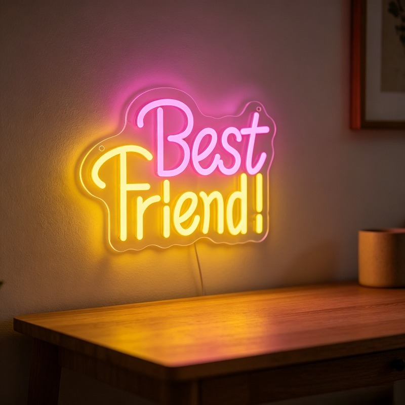 Bedroom Lighting Decor Ideas - Insegna Luminosa al Neon 'Best Friend'