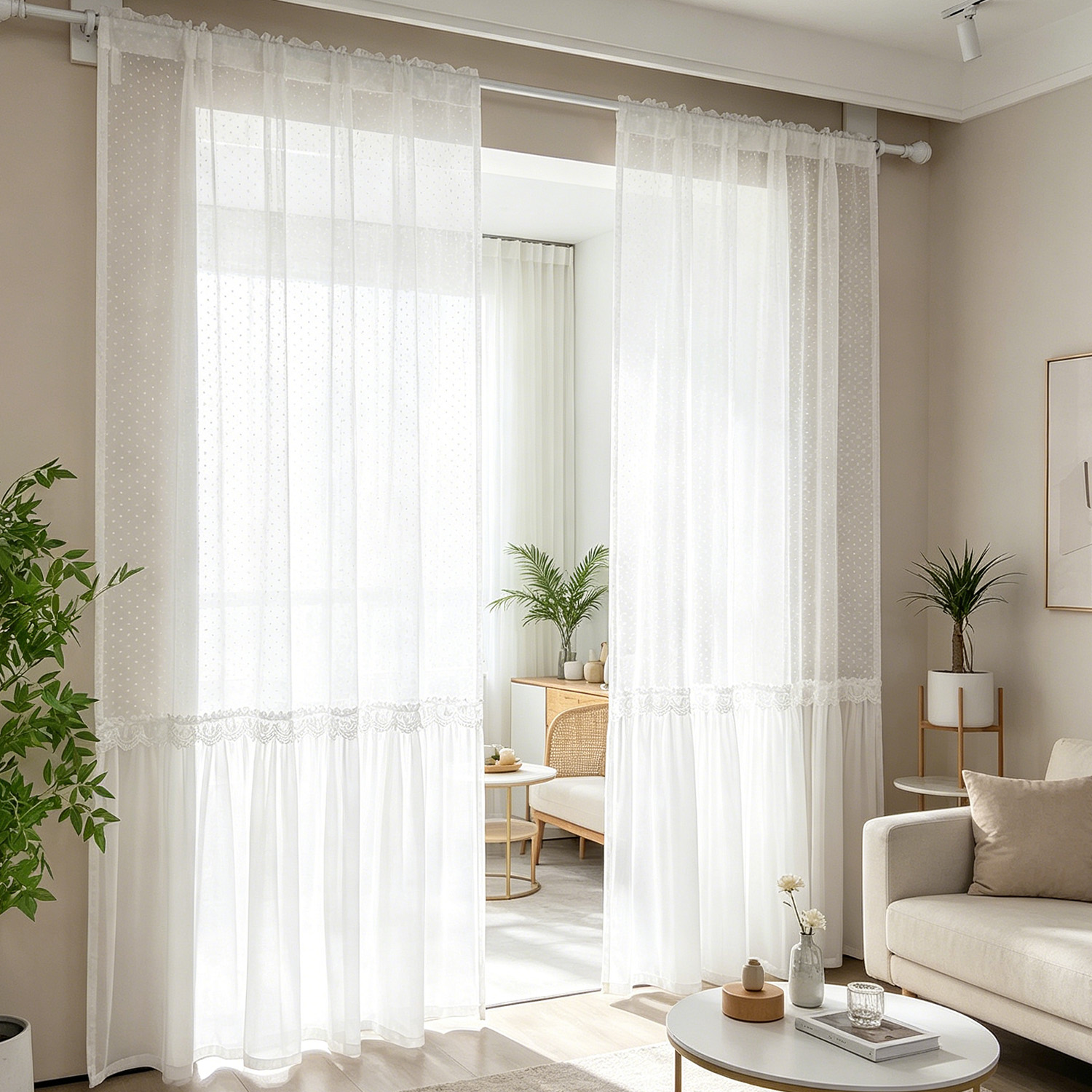 Lighting Decor Ideas - Tenda Trasparente Romantica Francese con Motivo