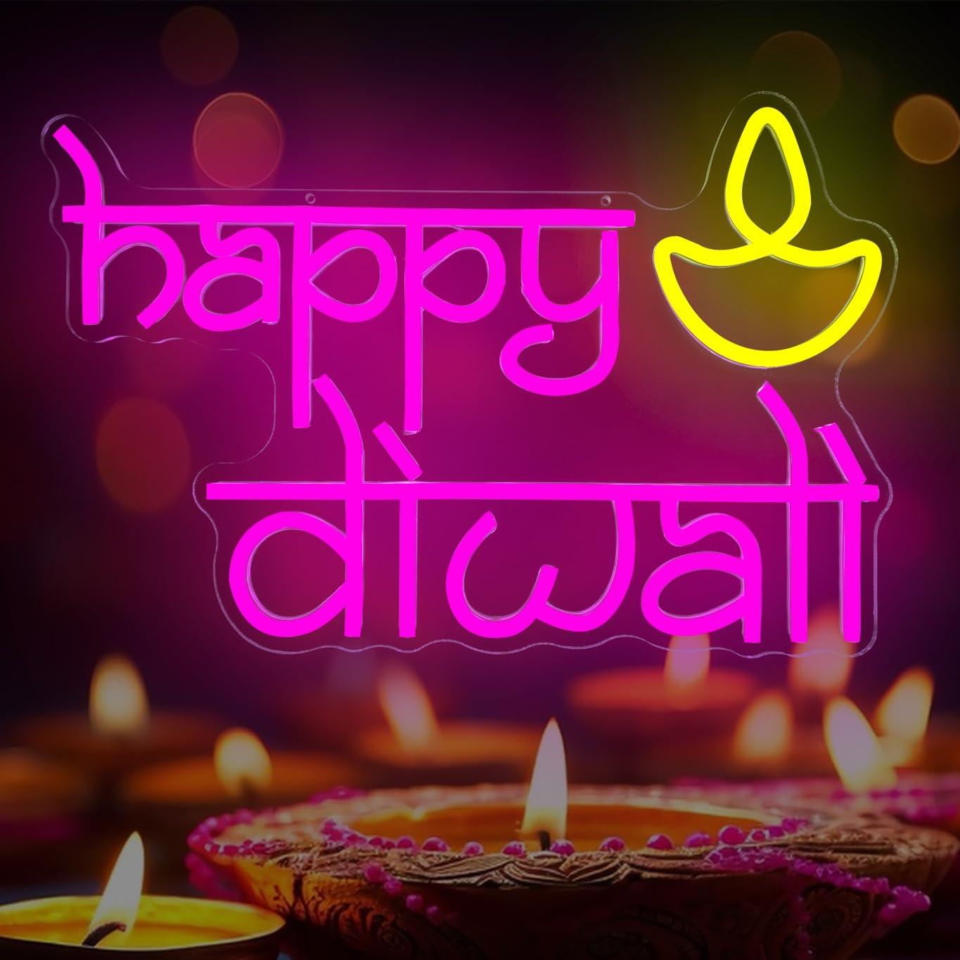 Wall Decor Lighting - Insegna al Neon 'Happy Diwali' Alimentata