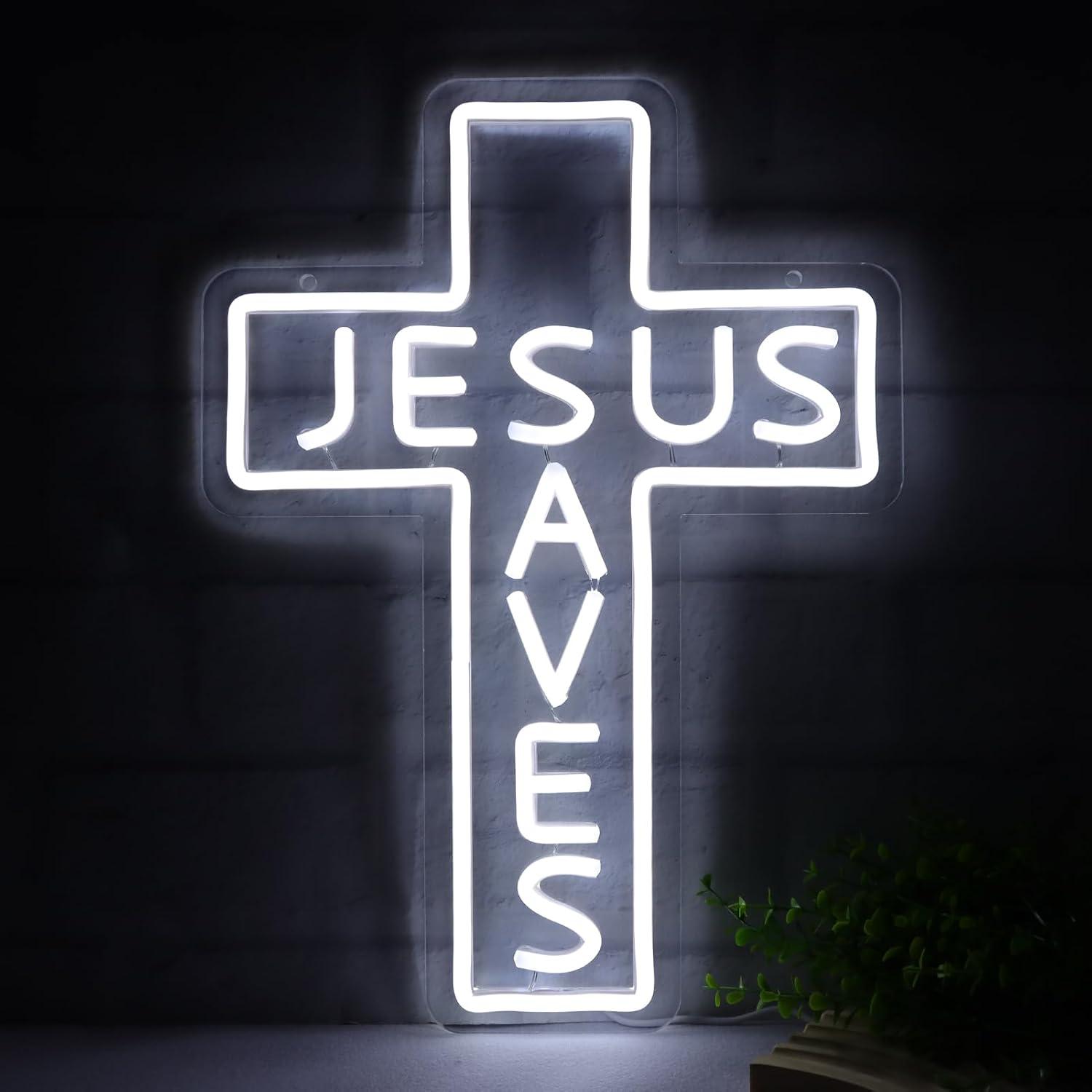 Wall Decor Lighting - Insegne al Neon 'Jesus Saves Cross',