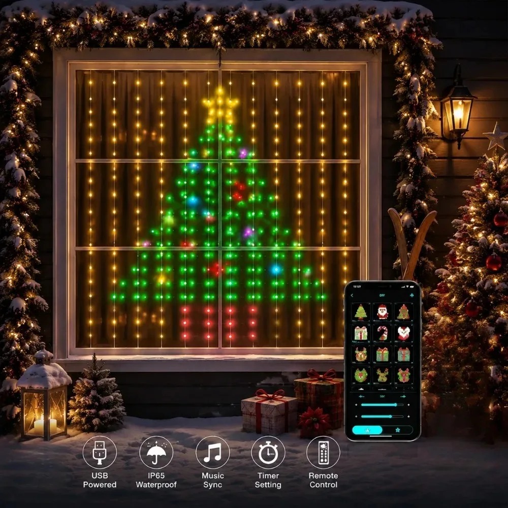Luci Natalizie a LED a Tenda,  - Wall Decor Lighting recensione e prezzo