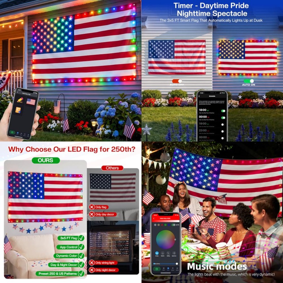Bandiera Americana Illuminata  - Up Lighting Decor recensione e prezzo